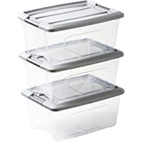 Los mejores  - Iris Ohyama New Top Box NTB-15 - lote de 3 cajas apilables de almacenamiento- Gris- 15 L